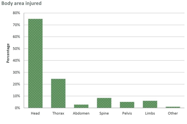 Figure 1. Prevalence of body area injured in those >60 years of age (TARN report 2017)