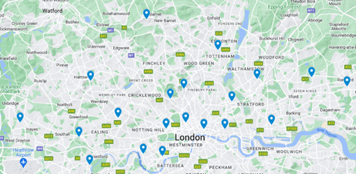 North Thames region hospitals